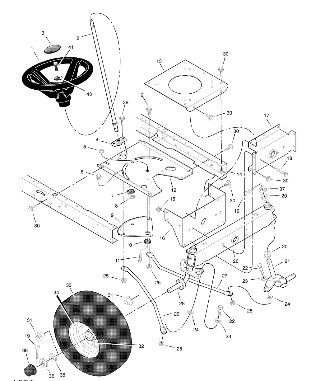 Steering Diagram and Parts List for 425604X18A 2003 Briggs and Stratton Lawn Tractor
